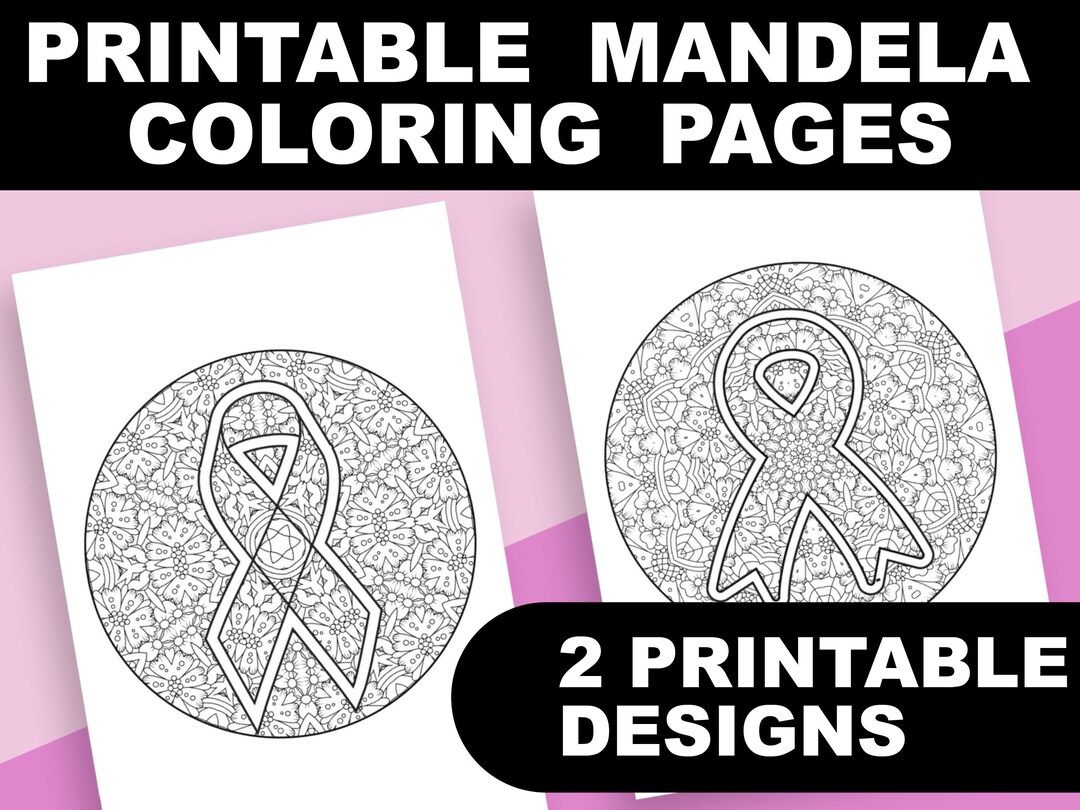 Breast cancer awareness mandela coloring page bundle printable coloring pages