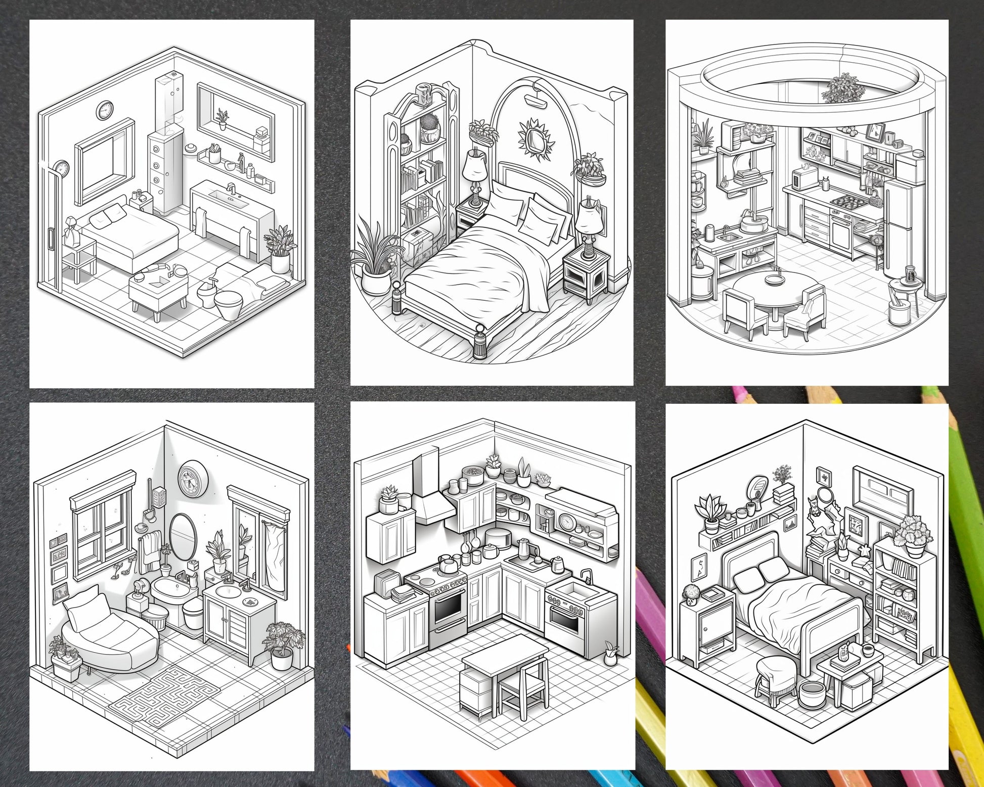 Pocket room coloring pages printable for adults kids pdf file inst â coloring