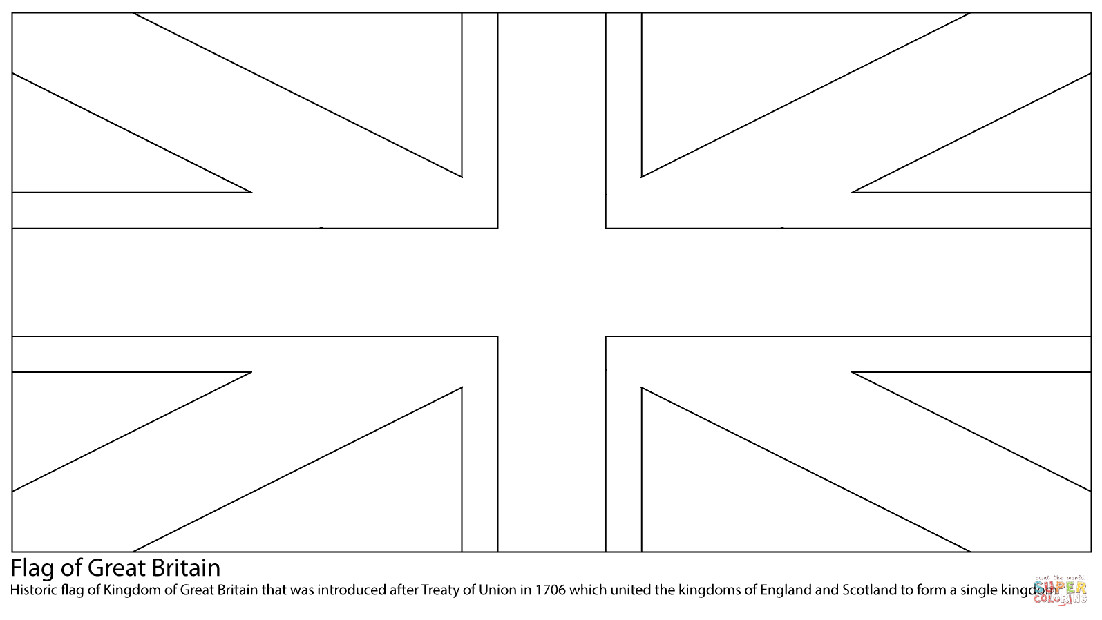 Kingdom of great britain flag coloring page free printable coloring pages