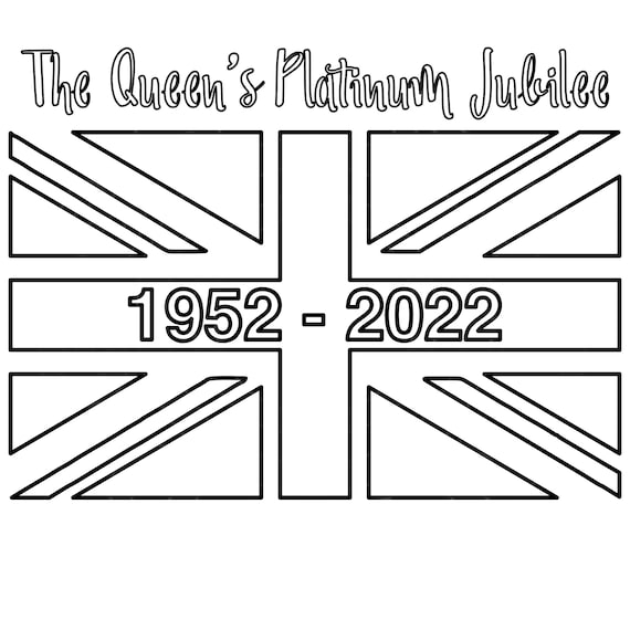 Queens platinum jubilee union jack uk flag red white and blue coloring page colouring in page printable silhouette cut files svg