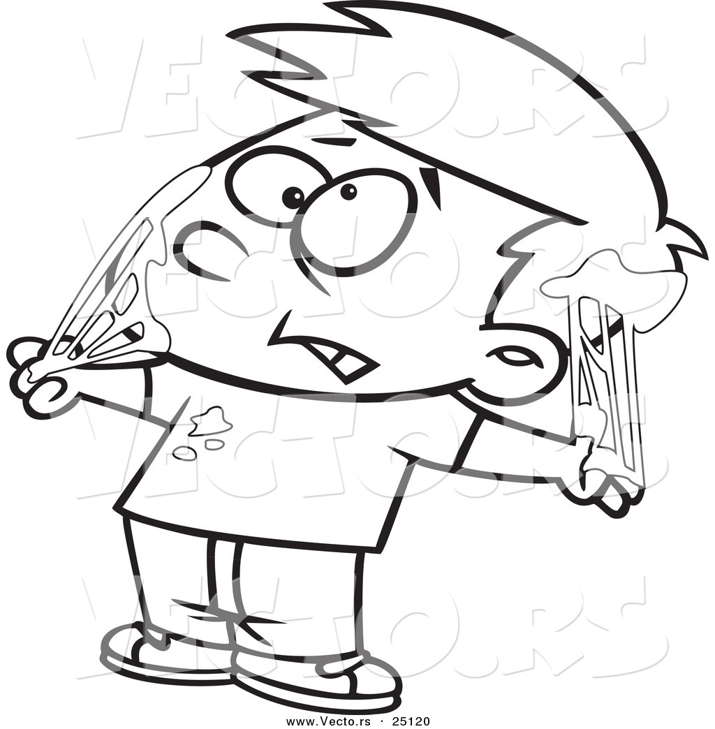 R of a cartoon boy tangled in bubble gum