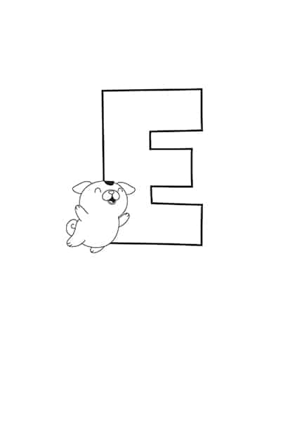 Printable bubble letters cat and dog letter e