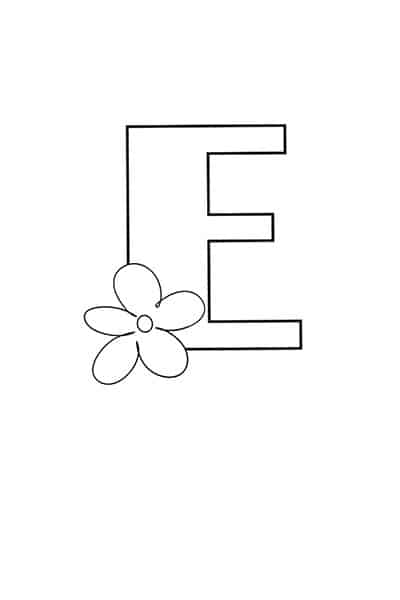 Printable bubble letters flower letter e