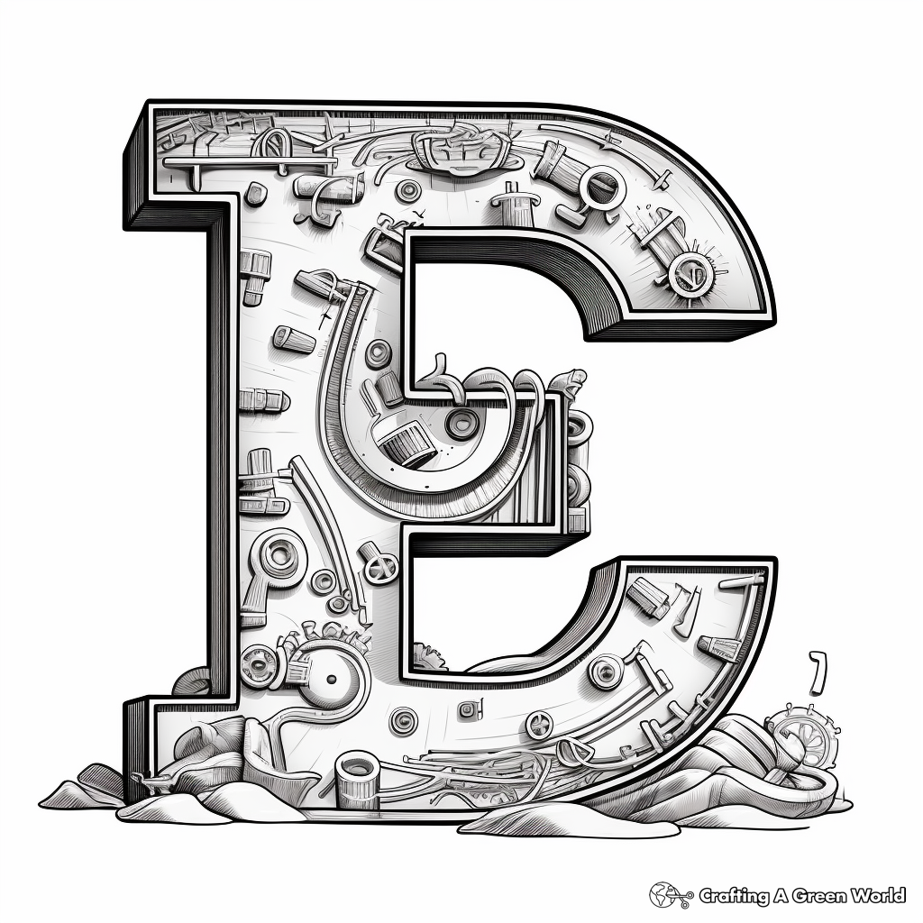 Letter e coloring pages