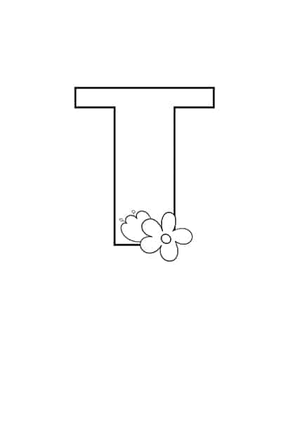 Printable bubble letters flower letter t
