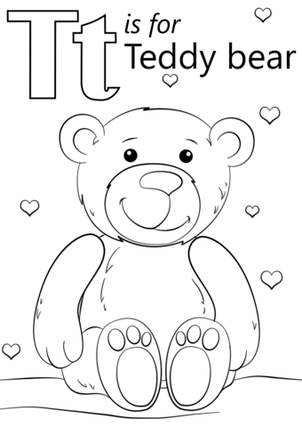 Letter t is for teddy bear coloring page free printable coloring pages