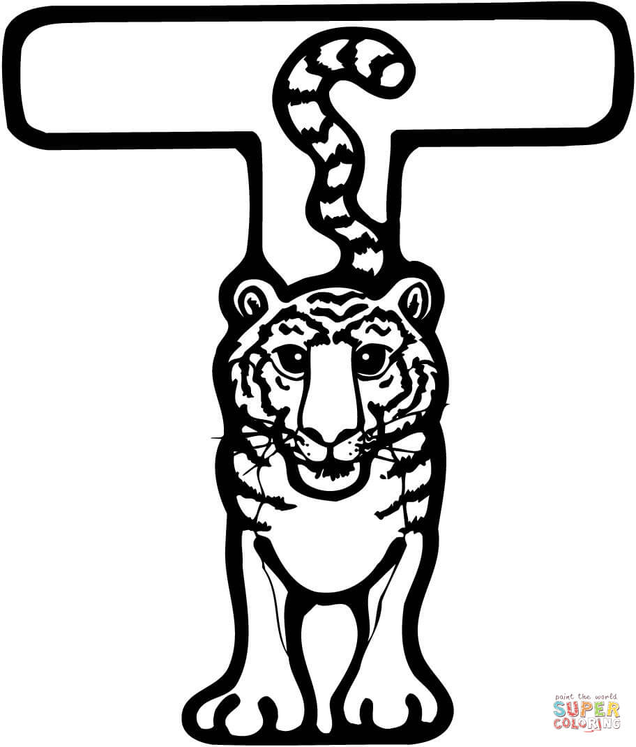 Letter t is for tiger coloring page free printable coloring pages