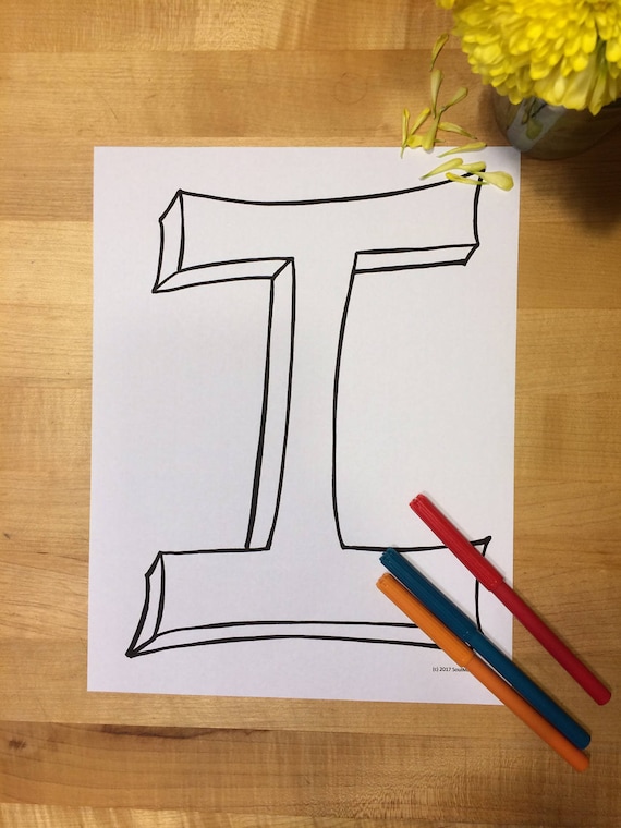 Blank capital letter i coloring page digital download printable alphabet nursery decor teacher supplies homeschool supplies download now