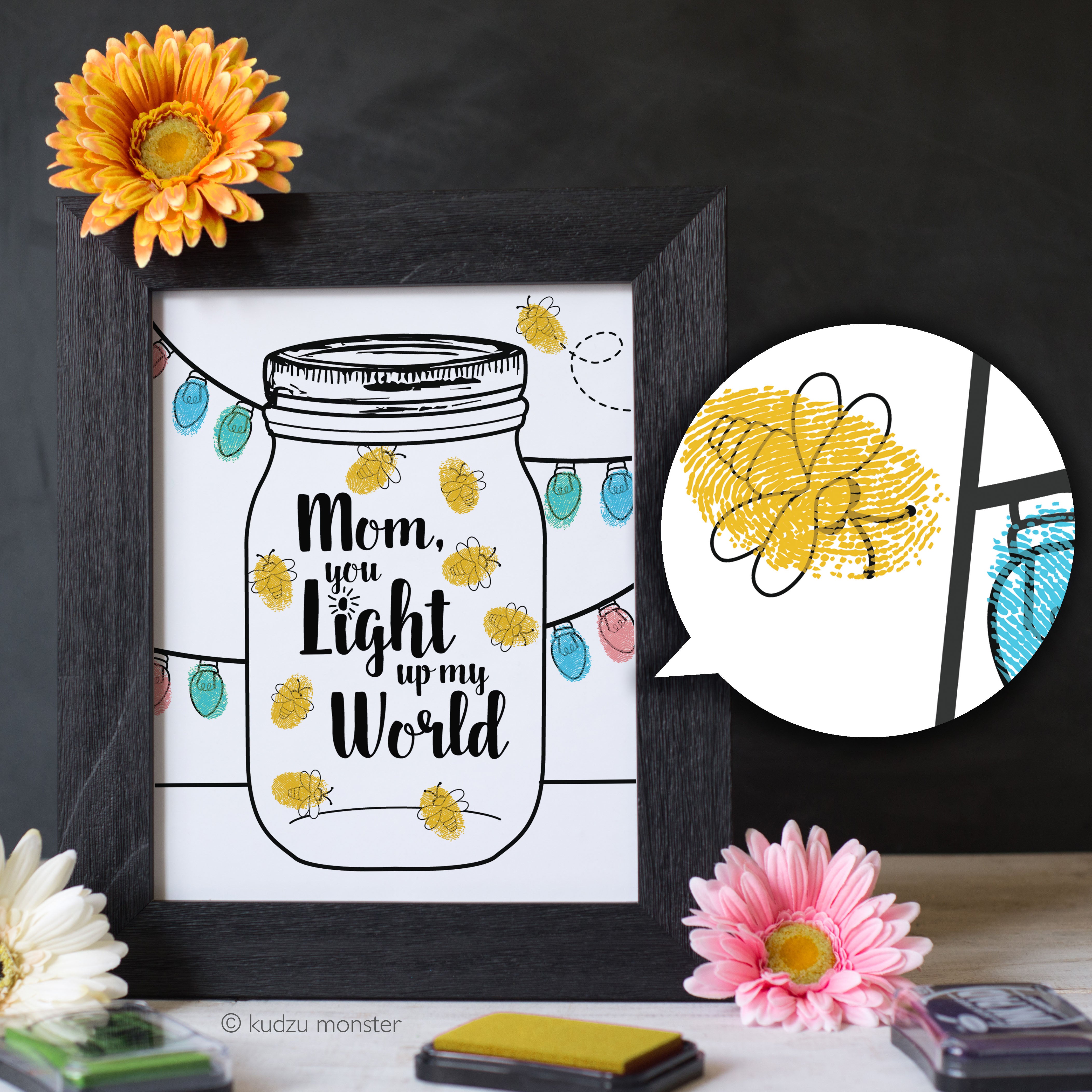 Mothers day finger paint art activity lightning bug jar â kudzu monster
