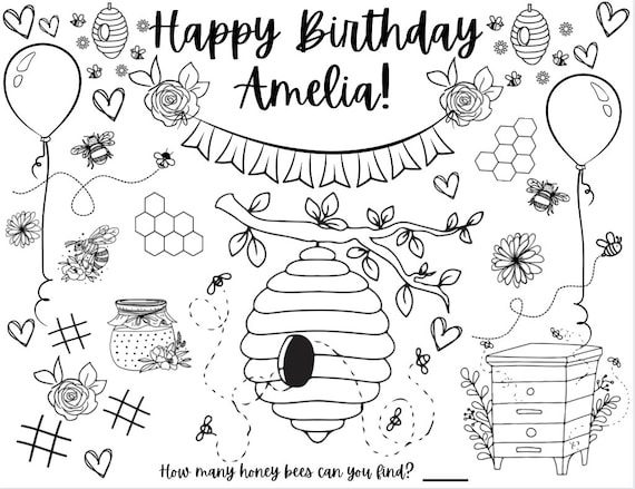 Buy customizable cute bumble bee party printable coloring page bumble bee party favor bee party activity bumble bee party placemat cute online in india