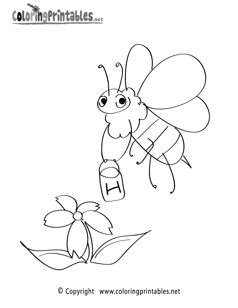 Free printable spring bee coloring page