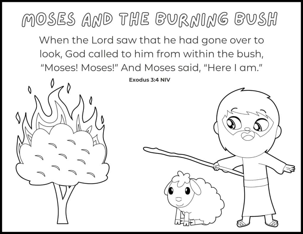 Moses and the burning bush coloring pages