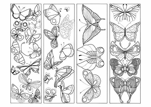 Butterfly coloring printable bookmarks jpgpdf four