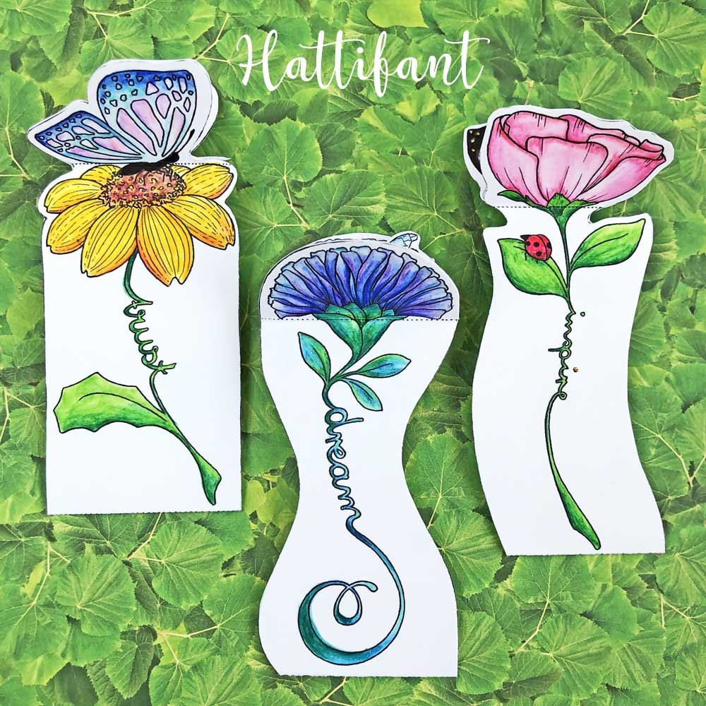 Inspirational d spring flower butterfly bookmarks
