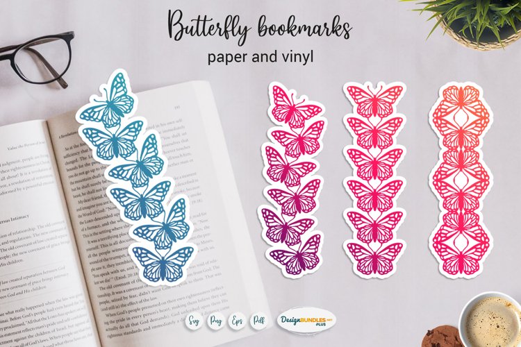 Butterfly bookmark templates papercut and vinyl bookmarks