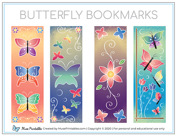 Printable butterfly bookmarks
