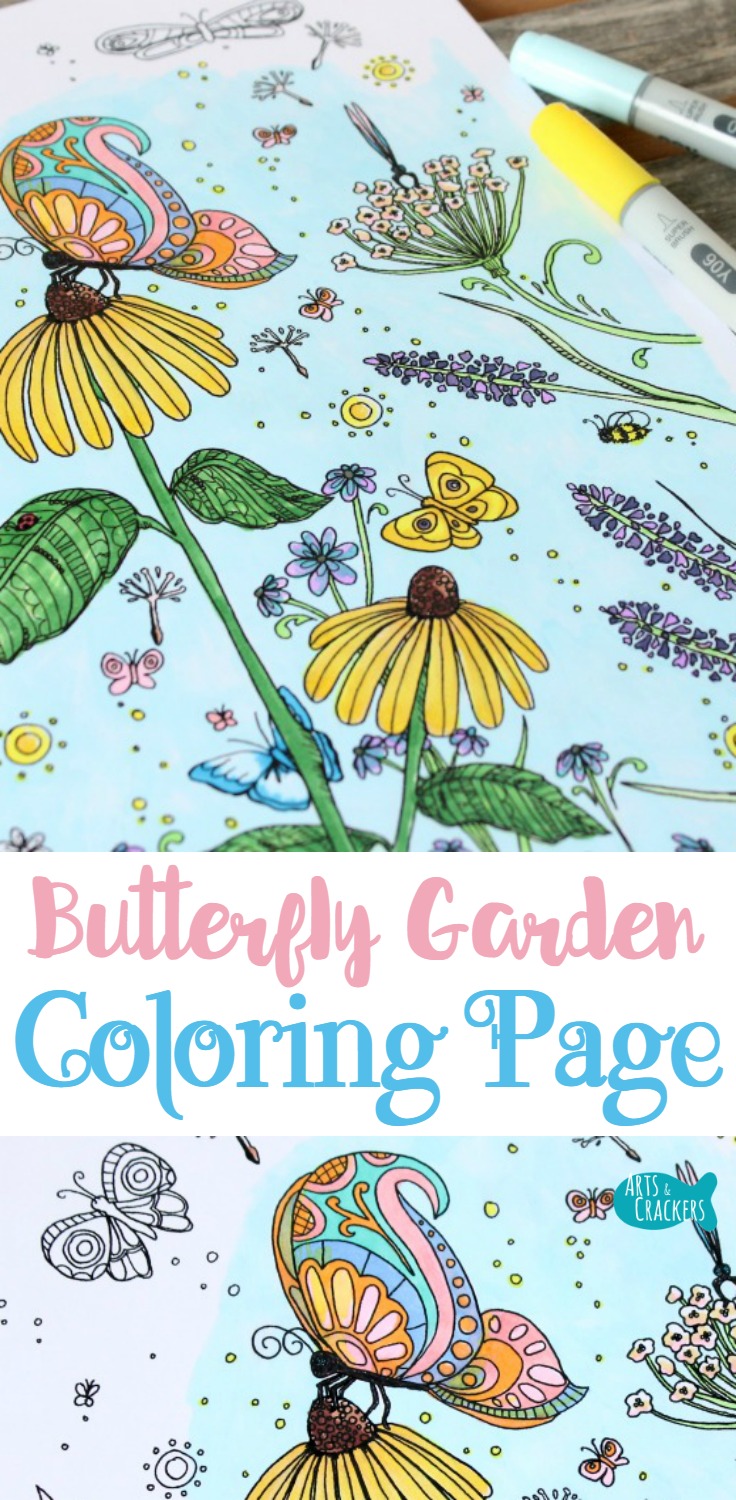 Butterfly garden butterfly coloring page for adults