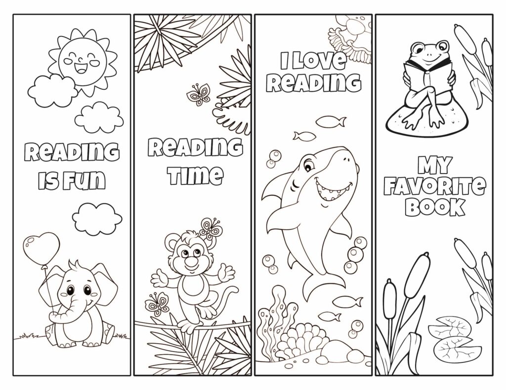 Printable bookmarks to color for kids