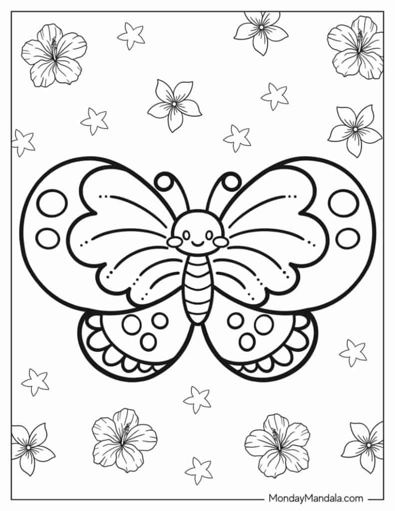 Butterfly coloring pages free pdf printables