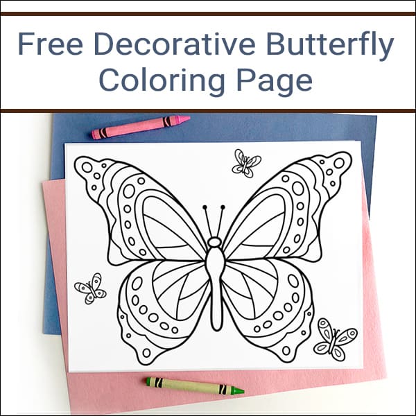 Free printable butterfly coloring page for kids and adults