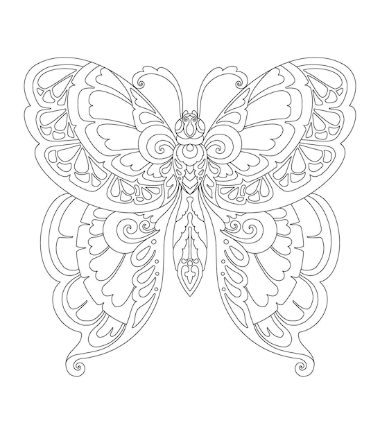 Premium vector butterfly mandala design for coloring page print