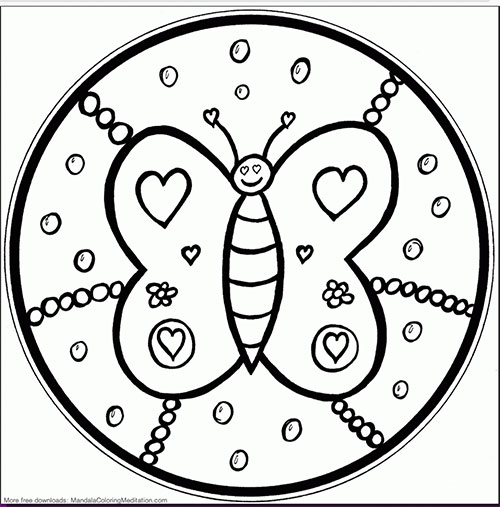 Easy butterfly mandala coloring pages free coloring pages