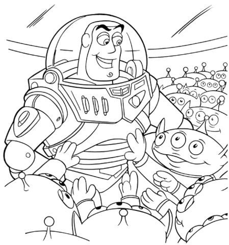 Alien with buzz lightyear coloring page free printable coloring pages