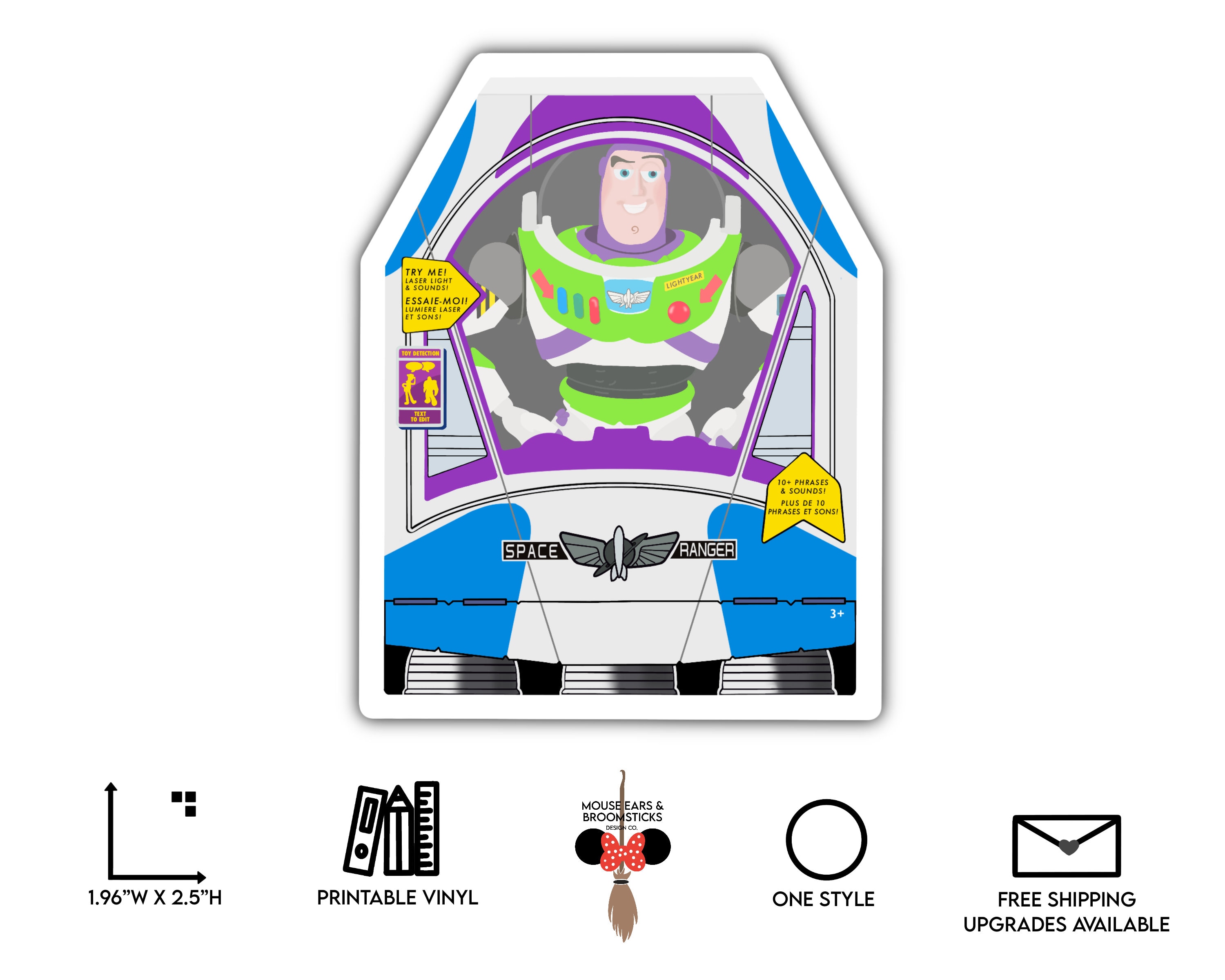 Space ranger toy box buzz lightyear inspired stickers magnets