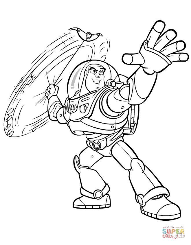 Buzz lightyear and his weapon coloring page free printable coloring pages