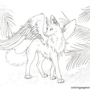 Wolf with wings coloring pages printable for free download