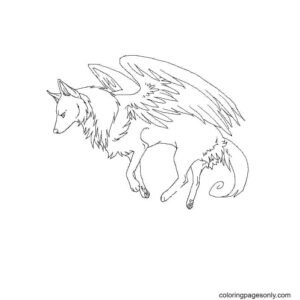 Wolf with wings coloring pages printable for free download
