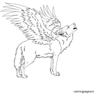 Wolf with wings coloring pages printable for free download