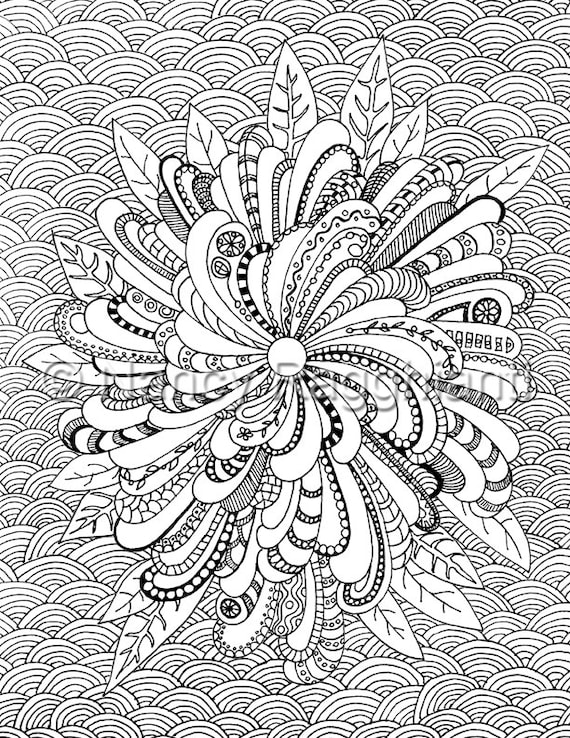 Printable coloring page digital download mandala