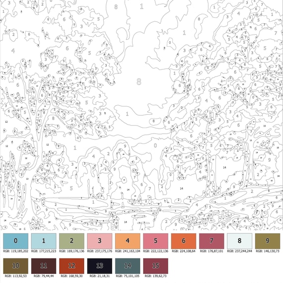 Color by number for adult paint by number printable beauty landscape coloring pages sheets digital downloadadvanced detailed book