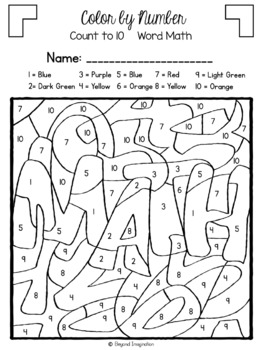 Color by number coloring pages pre k kindergarten first grade tpt