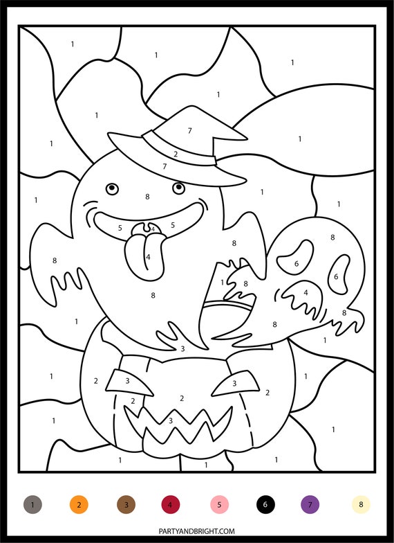 Halloween color by number printables coloring digital downloads pdf color activities for halloween