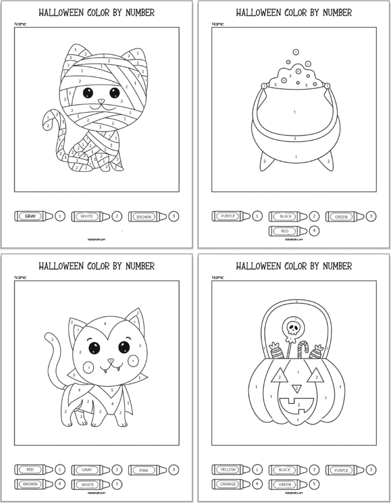 Free printable halloween color by number