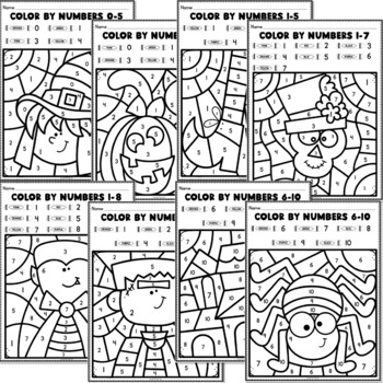 Halloween coloring pages color by number numbers