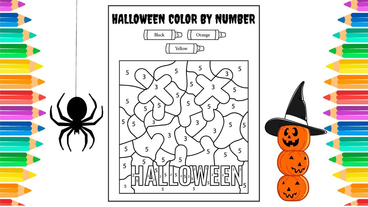 Halloween color by nuber coloring pages for halloween ð halloween