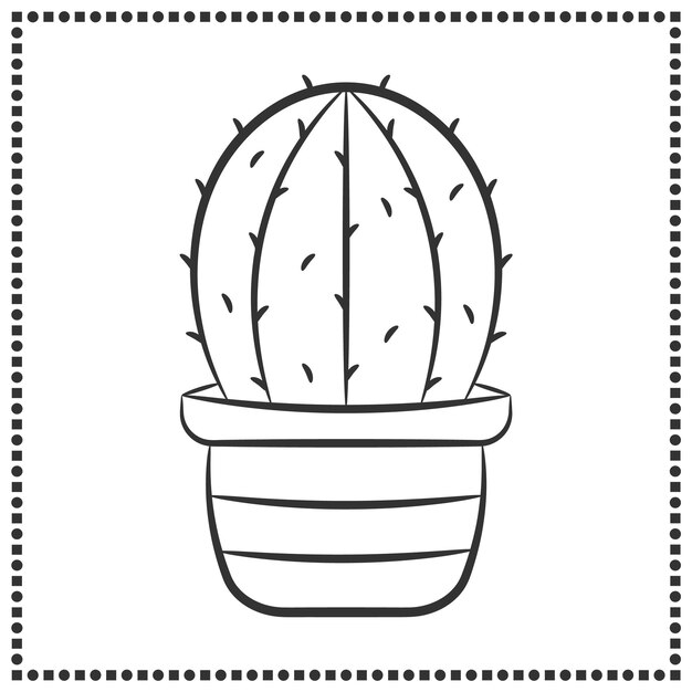 Premium vector printable cute drawing cactus sketch for coloring