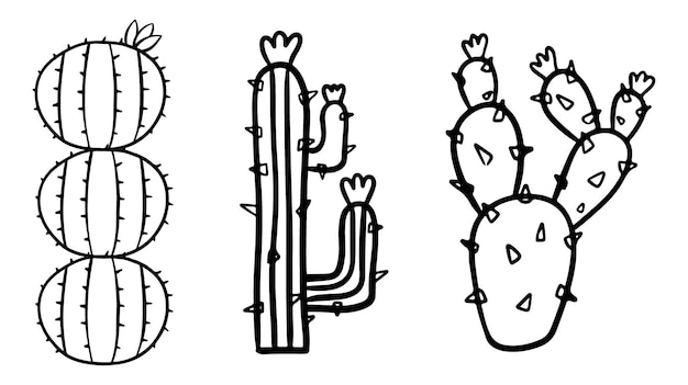 Premium vector cactus coloring page for kids line art vector blank printable design for children to fill in
