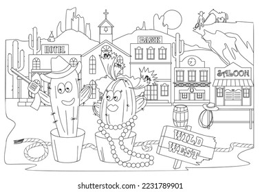 Thousand cactus colouring pages royalty