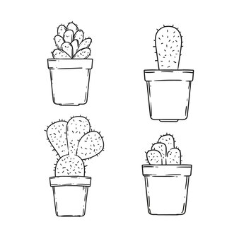 Page cactus coloring sheet vectors illustrations for free download
