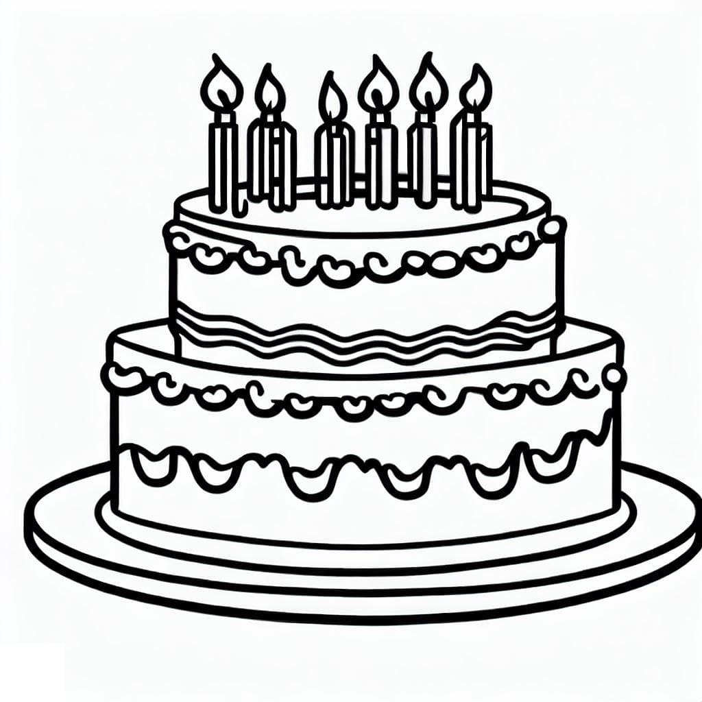 Drawing of birthday cake coloring page
