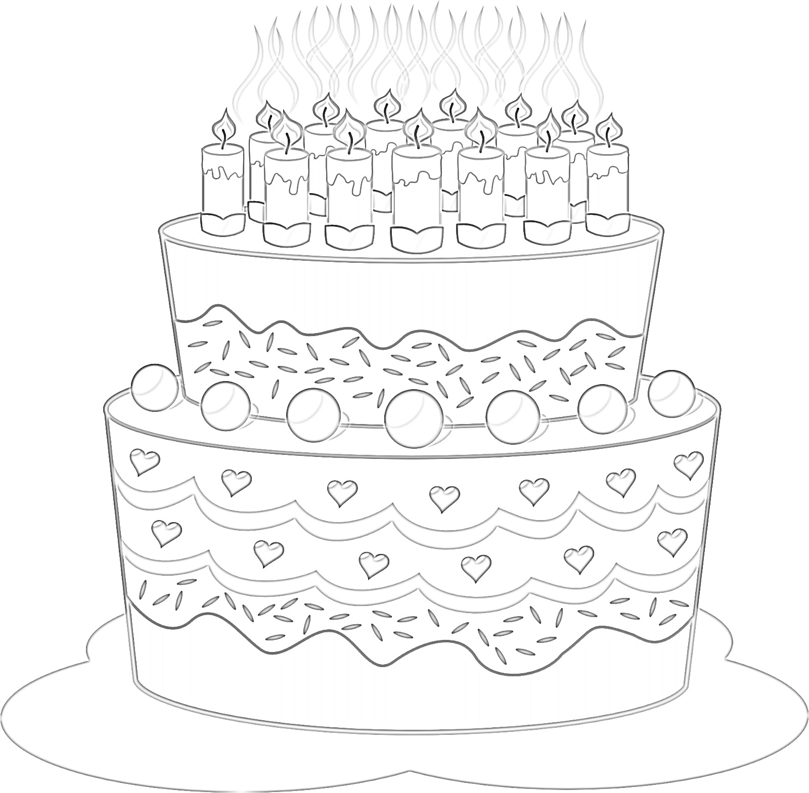 Printable birthday cake coloring page