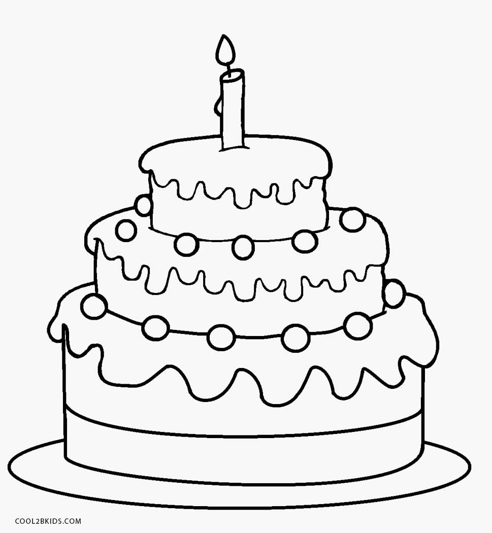 Coloring page of a cake birthday coloring pages cake drawing happy birthday coloring pages