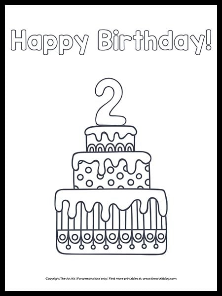 Cute printable happy th birthday cake coloring page â the art kit