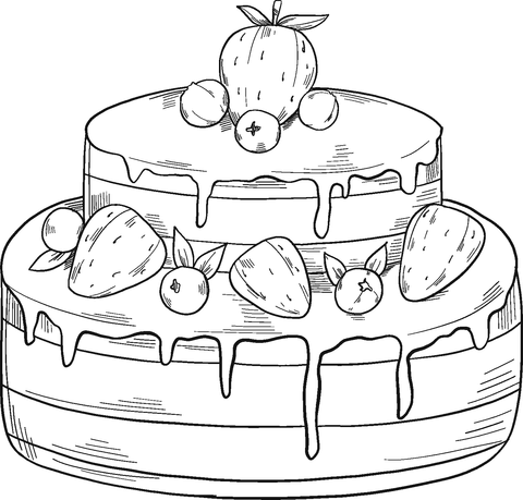 Berry cake coloring page free printable coloring pages