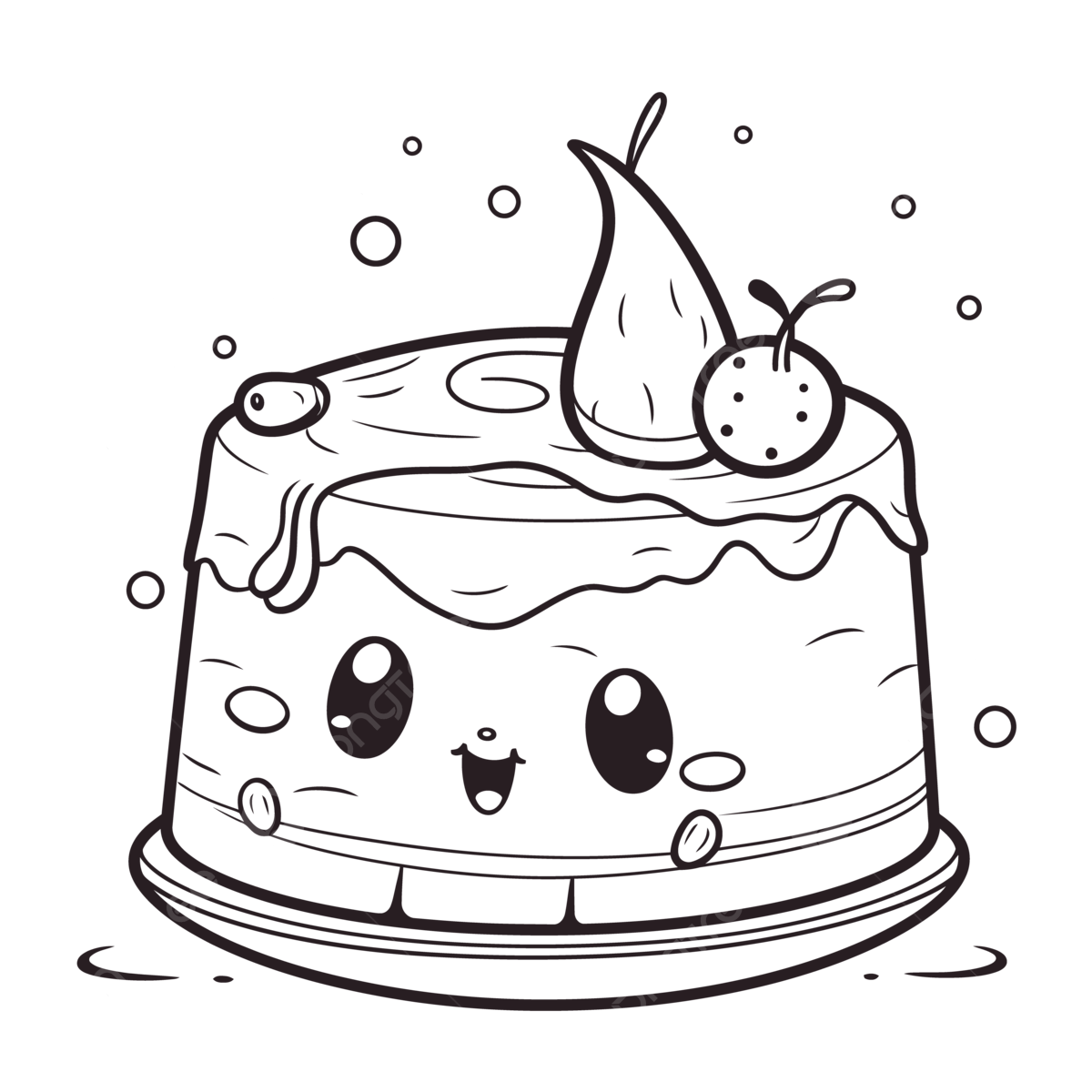 Kawaii cake to color free printable coloring pages of the kawaii cake to color kids coloring pages outline sketch drawing vector kawaii drawing cake drawing wing drawing png and vector with transparent