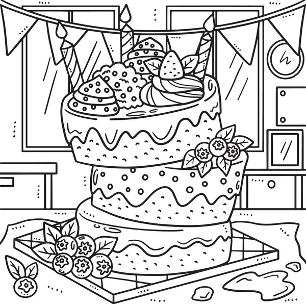 Thousand coloring pages cakes royalty